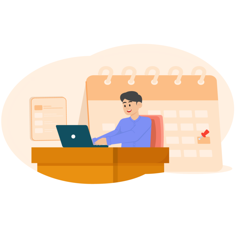 A Man Working At An Office Desk